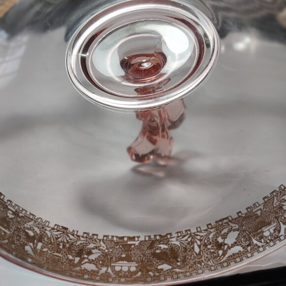 Pink Depression Glass Tidbit Display for desserts Hors d'oeuvres Finger sandwich - Picture 4 of 6
